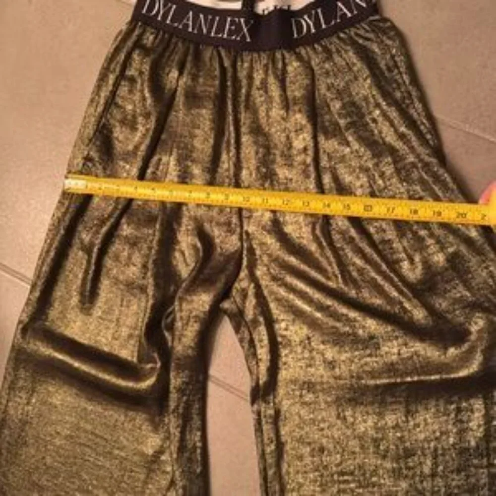 Dylanlex Pants Metallic Gold Wide Leg Cozy Pant XS - Picture 12 of 14
